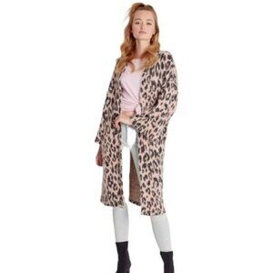 Wildfox Eyelash Open front long Cardigan Leopard